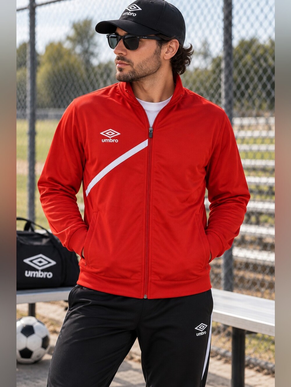 Umbro Men’s Red Track Jacket Full Zip Soccer Athletic Size Small